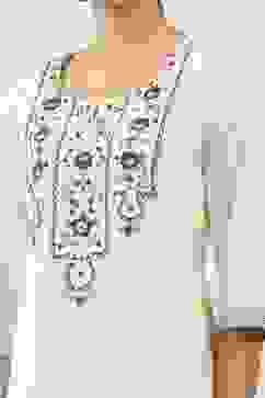 White Cotton Blend Straight Kurtas image number 1