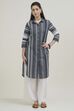 Black White Cotton Flex Straight Printed Kurta image number 5