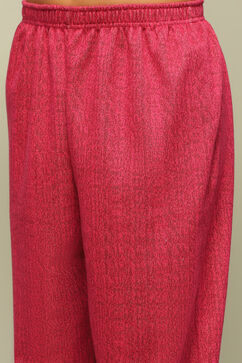 Pink Acrylic Straight Yarn Dyed Kurta Palazzo Suit Set image number 2