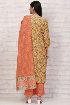 Mustard Straight Printed Suit Set image number 4
