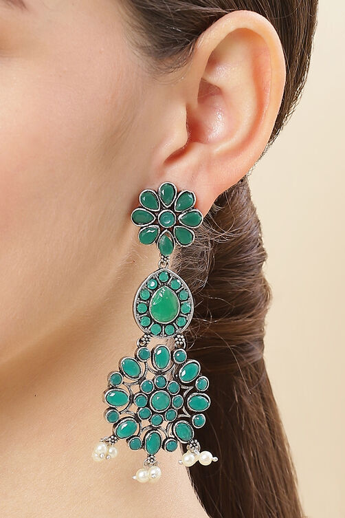 Green Alloy Earrings image number 1