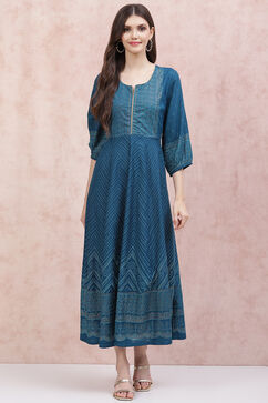 Teal Blue LIVA Kalidar Dress image number 0