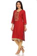 Red Cotton Straight Kurta image number 2
