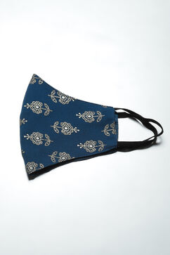 Blue Art Silk Face Mask image number 2