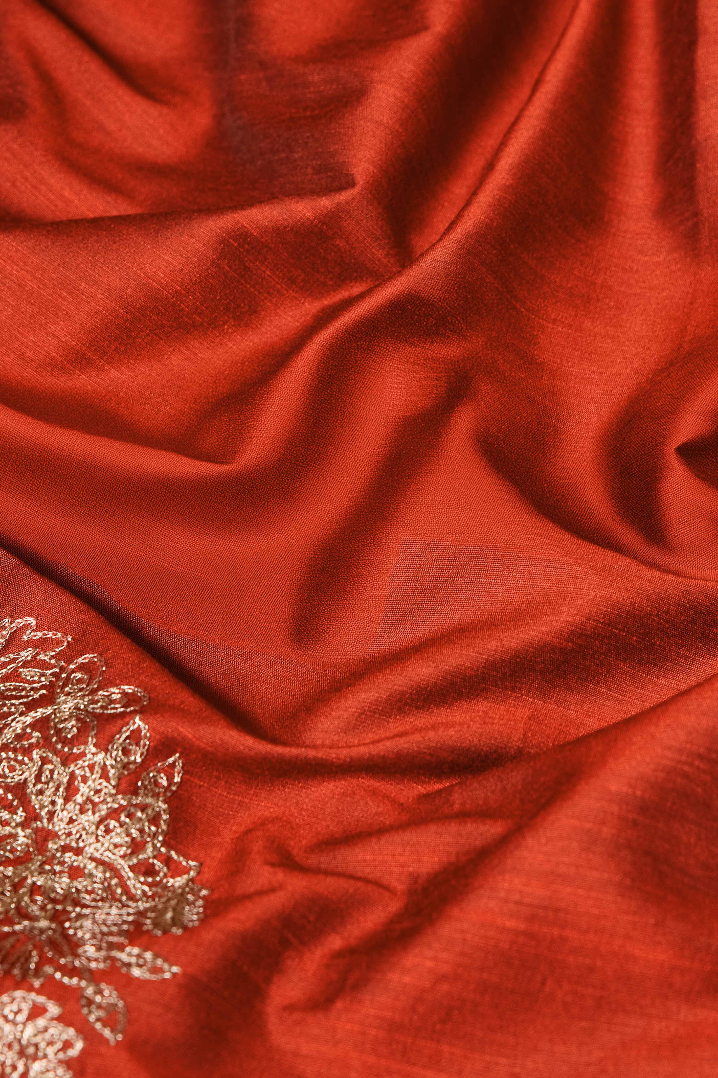 Rust Viscose Blend Straight Solid Suit Set image number 3