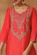 Red Viscose Blend Straight Solid Suit Set image number 1
