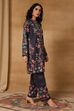 Black Floral Printed Straight Kurta Set image number 6