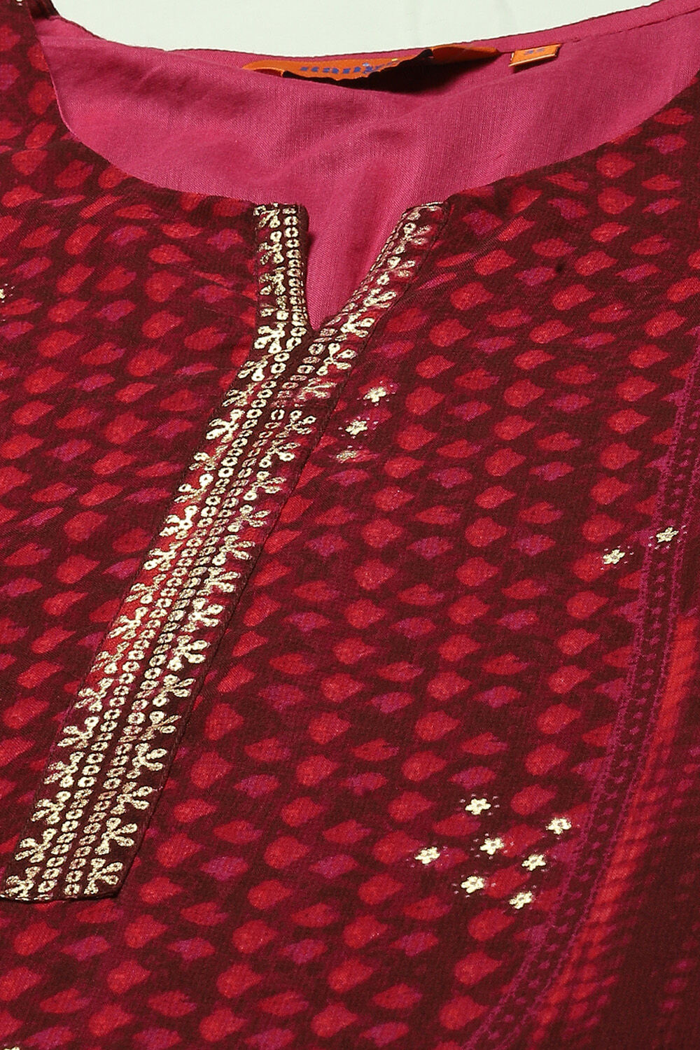 Wine Polyester Straight Printed Kurta Palazzo Suit Set image number 5