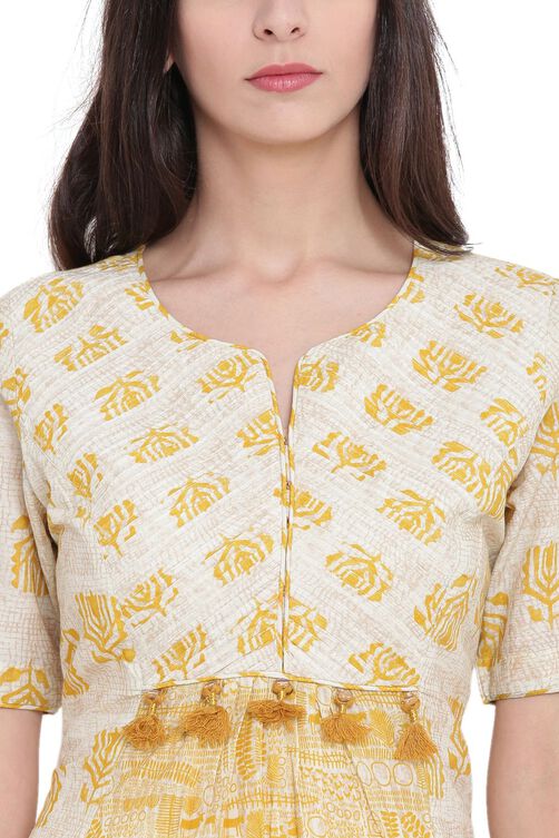 Beige Cotton Straight Kurta image number 1
