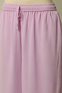 Mauve Poly Georgette Solid Straight Fit Palazzo image number 1
