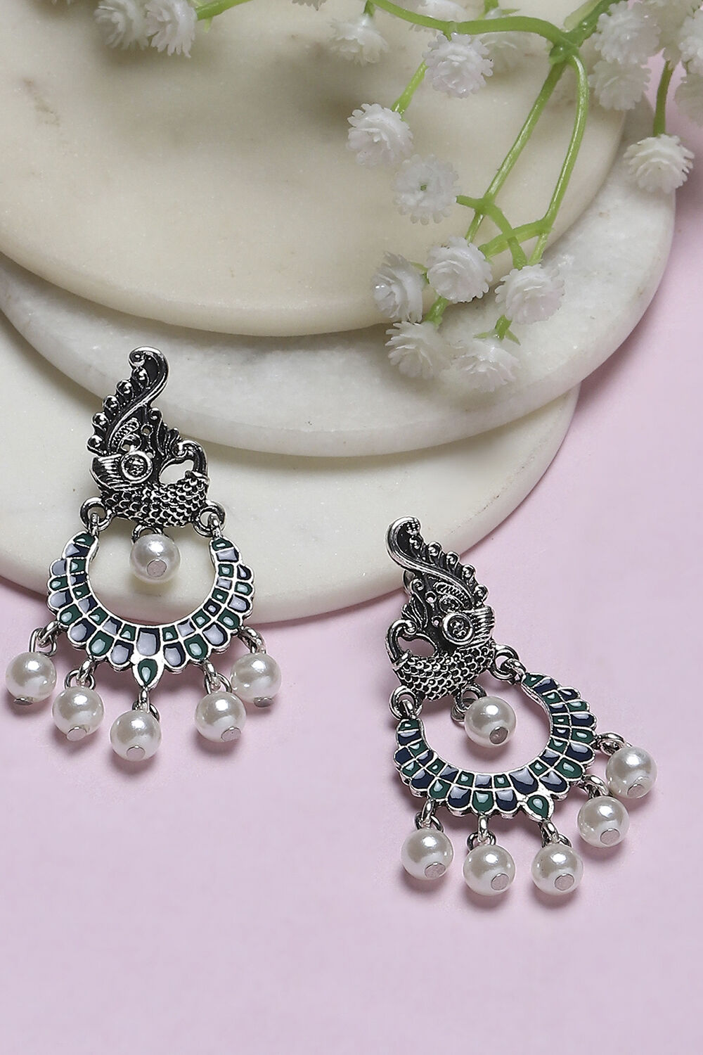 Blue Oxidize Alloy Chaandbali image number 0