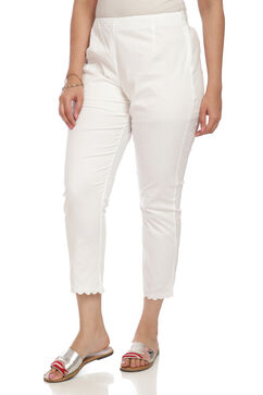 White Poly Cotton Slim Pants image number 2