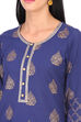 Blue Straight Cambric Cotton Kurta image number 1