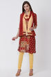 Rust And Beige Cotton Dupatta image number 1