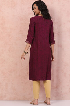 Phalsa LIVA Straight Kurta image number 4