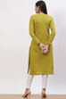 Olive Green Acrylic Straight Kurta image number 5