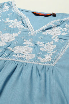 Ice Blue Rayon Slub Indie Top image number 1