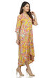 Yellow Flared Viscose Rayon Dress image number 2