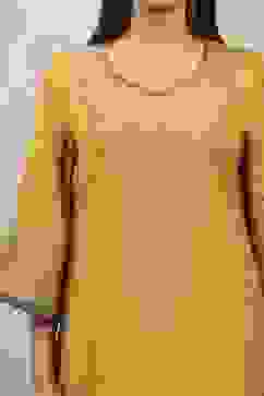 Yellow Polyester Yarndyed Straight Suit Set image number 1