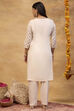Off White Viscose Rayon Straight Printed  image number 5