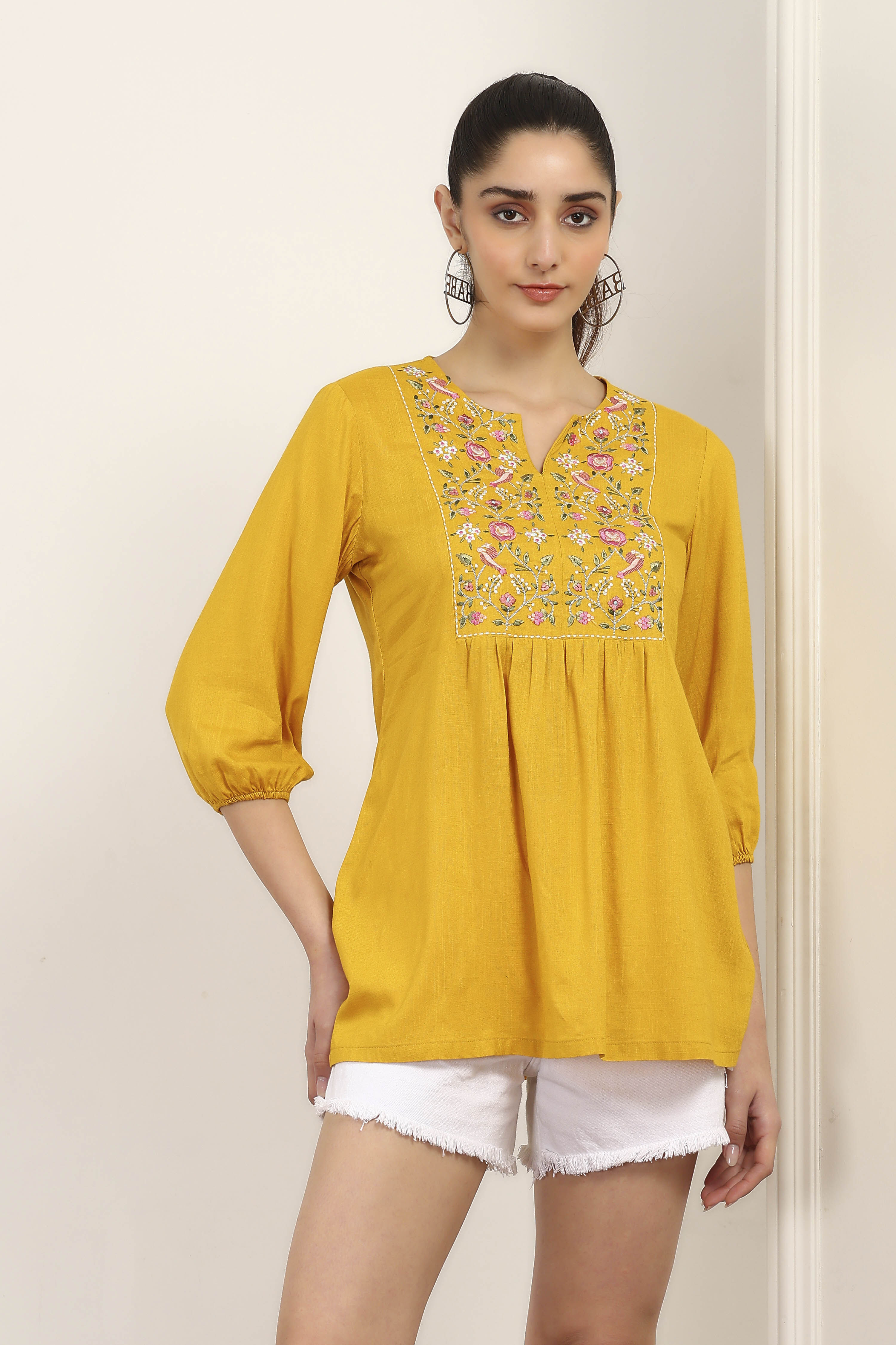 Red Rayon Straight Tops image number 4