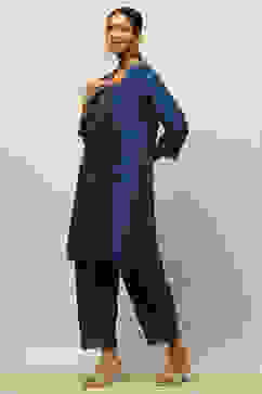 Blue Printed Straight Co-ord Set image number 3