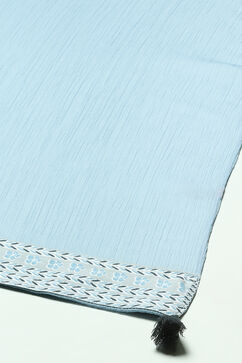 Blue LIVA Woven Straight Kurta Suit Set image number 3