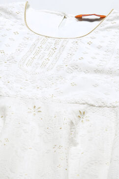 White Cotton Blend Straight Kurta image number 1