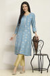 Blue Viscose Rayon Printed Straight Kurta image number 0