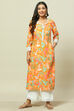 Orange LIVA Straight Kurta image number 5