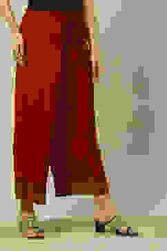 Rust LIVA Straight Solid Palazzo image number 3