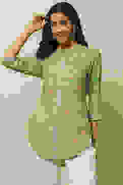 Green Floral Printed Straight Kurti image number 5