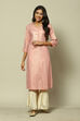 Peach LIVA Straight Printed Kurta image number 5