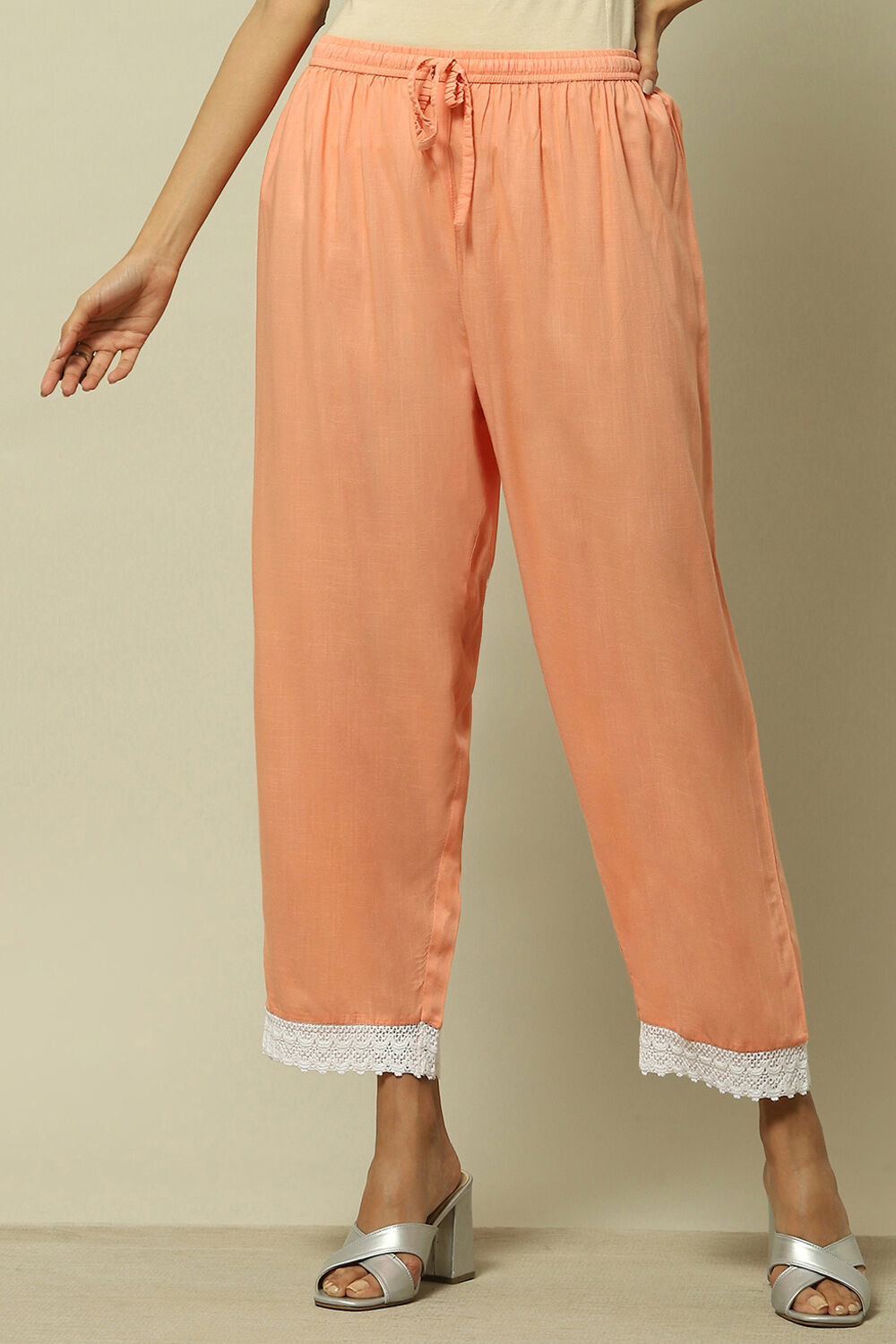 Coral Solid Straight Fit Palazzo image number 5