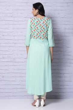 Mint Green Viscose Rayon A Line Kurta image number 6