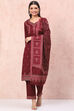 Maroon Art Silk Straight Suit Set image number 0