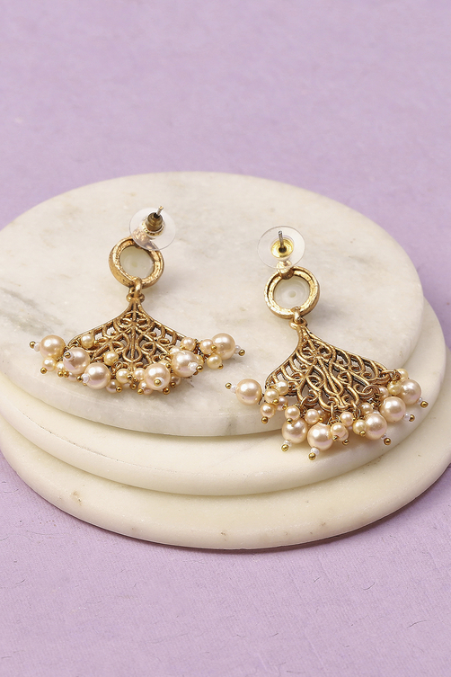 Gold Oxidised Alloy Earrings image number 2