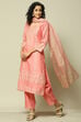 Pink LIVA Straight Printed Kurta Palazzo Suit Set image number 4