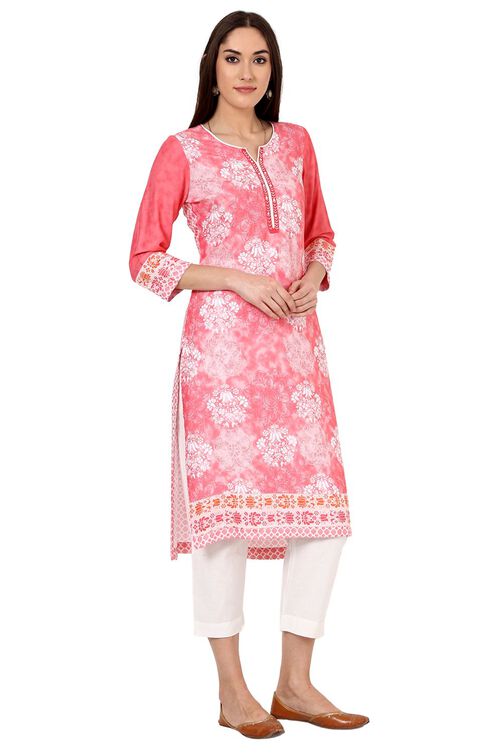 Pink Straight Rayon Kurta image number 0