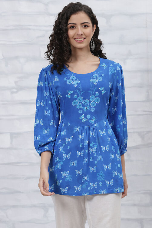 Blue LIVA Tiered Indie Top image number 0
