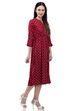 Maroon Flared Viscose Dress image number 3