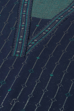 Navy Cotton Blend Straight Printed Kurta Palazzo Suit Set image number 1