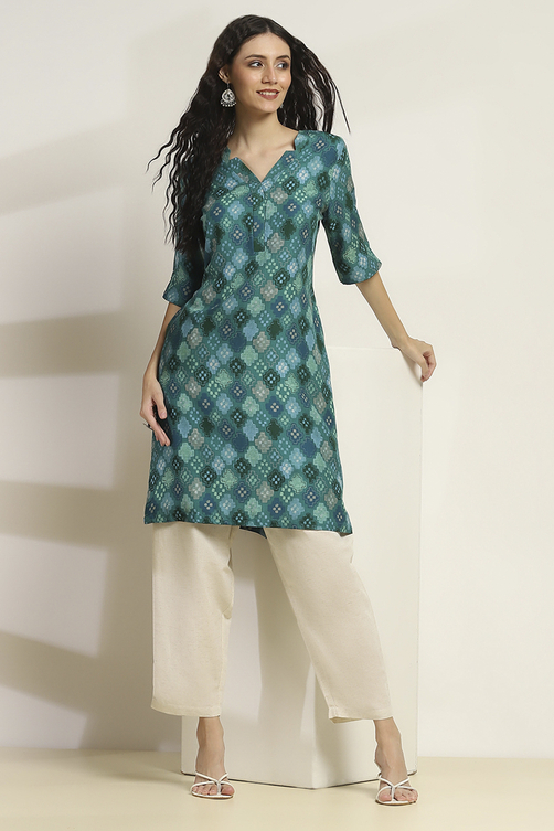 Red Printed Straight Kurta image number 0