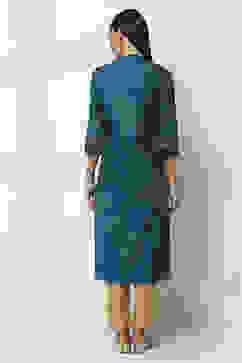 Teal Blue Viscose Printed Straight Kurta image number 3