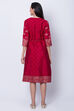 Maroon Polyester Dupioni Straight Dress image number 5