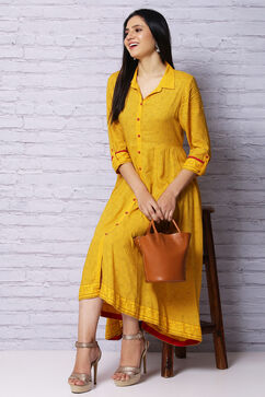 Mustard Viscose Rayon Dress image number 0