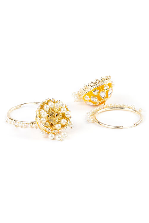 Yellow Metal Brass Earrings image number 3