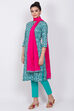 Green Cotton Straight Suit Set image number 2