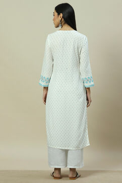 White LIVA Straight Kurta image number 4