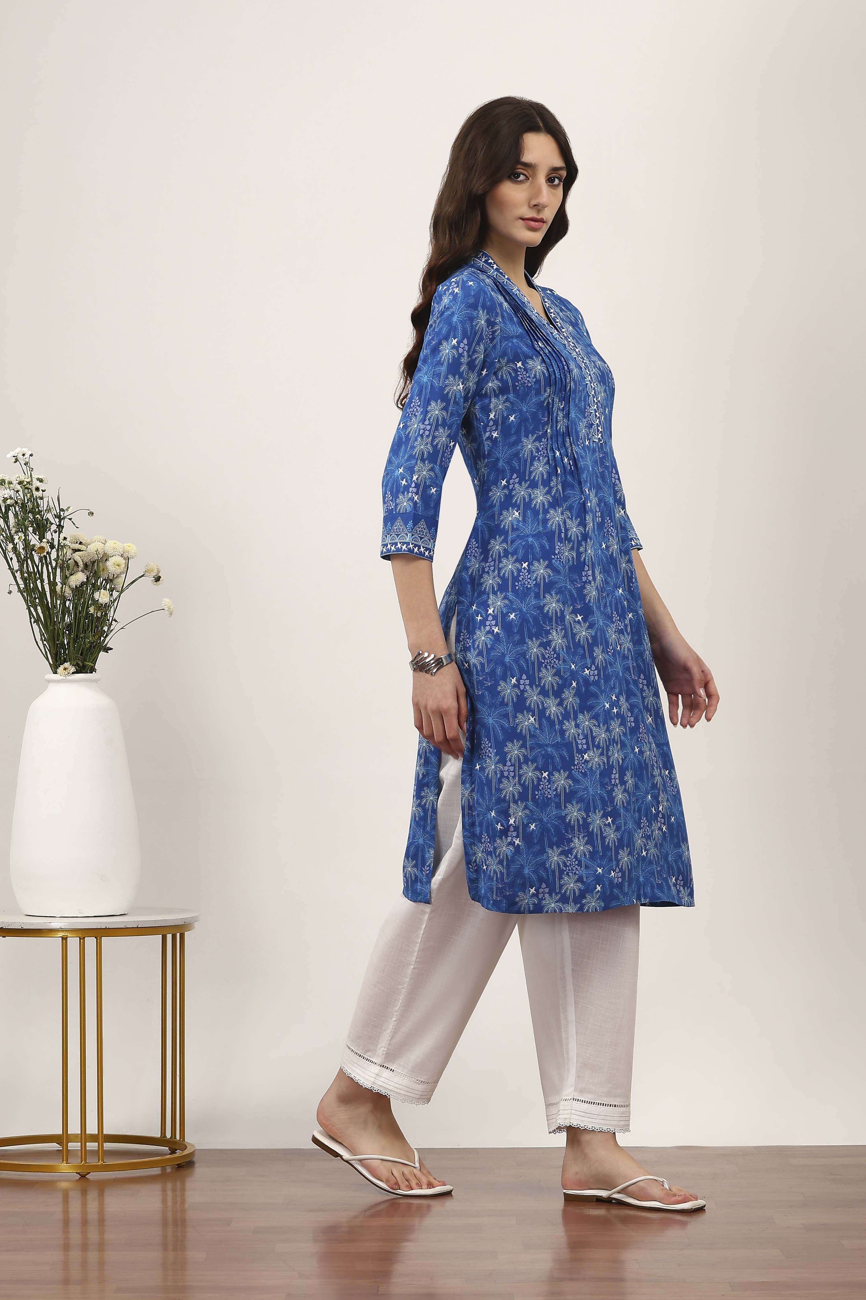 Blue Rayon Straight Kurtas image number 4